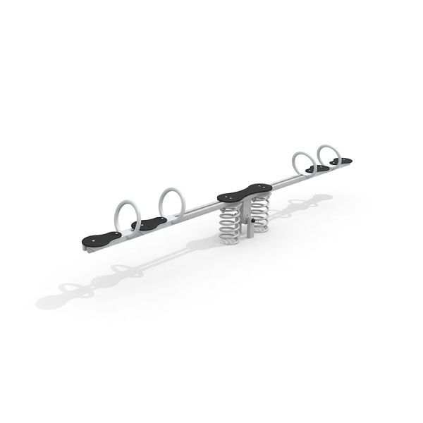 Double Seesaw con sedili in metallo e base a molla per parco giochi.