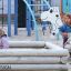Struttura in legno Sandbox in un parco giochi.