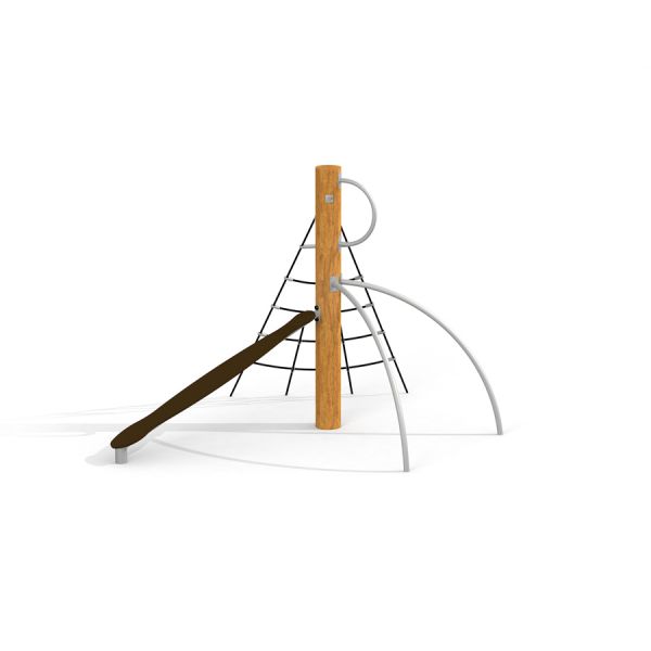 Kilimanjaro steel structure, struttura per arrampicata da parco giochi con scivolo e corde.