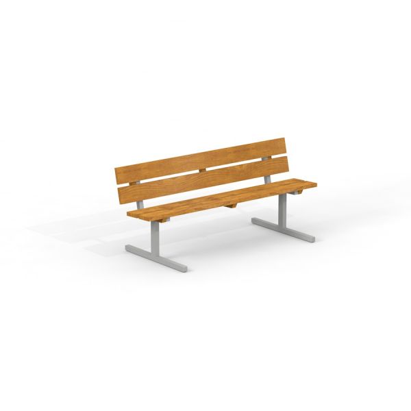 Bench, Steel Construction - panchina da parco in legno da esterno con gambe in acciaio