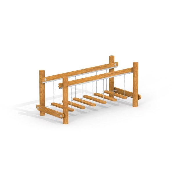 Ponte da parco giochi in legno Dolomiti con gradini sospesi.