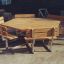 In legno Table & Bench 6 Seats in forma esagonale.