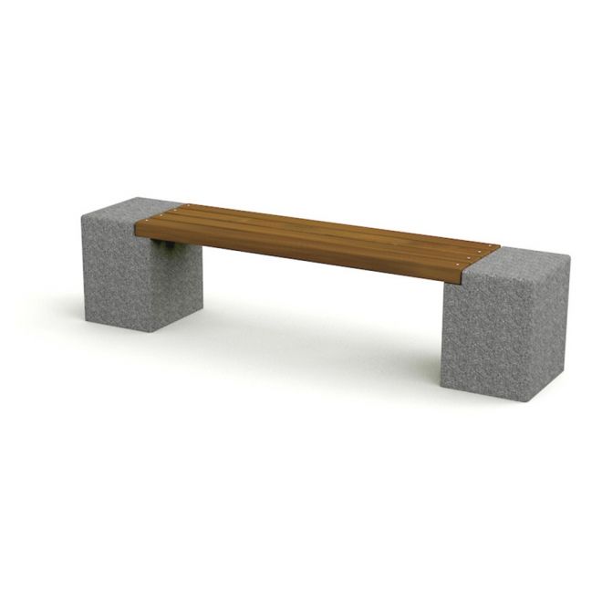 Una panca in legno e cemento Vega di Lars Laj.