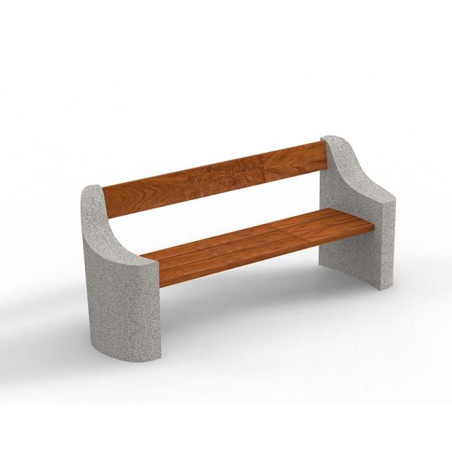 Panchina Dona in cemento e legno per uso esterno.