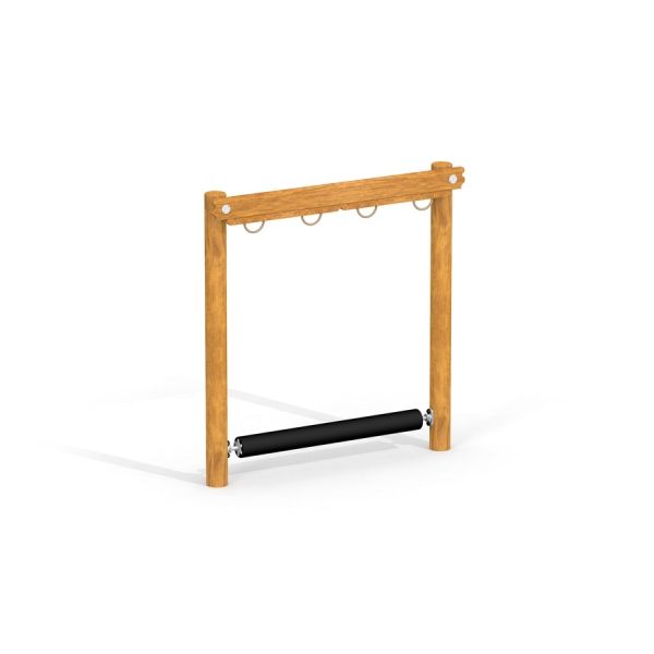 Attrezzature da gioco in legno con rullo di equilibrio nero Barrel.