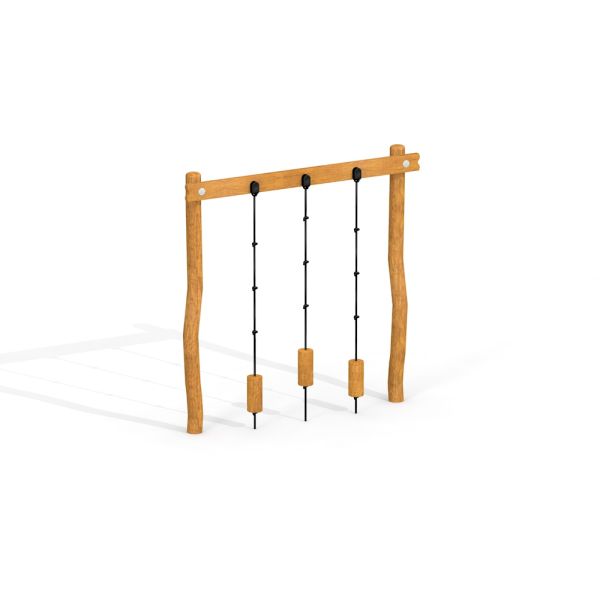 Casetta da gioco in legno Lianes con una struttura da arrampicata in legno con corde e gradini in legno