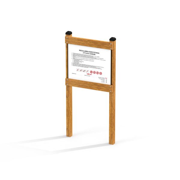 Pannello informativo su supporto in legno, prodotto Rules Tab.