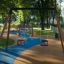 Doppia altalena Swing Frame in un parco.