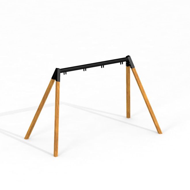 Struttura in legno Swing Frame (double swing) per parco giochi con barra superiore in metallo per due altalene