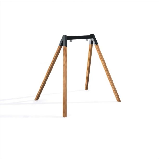 Swing Frame (single swing) con gambe in legno e barra superiore in metallo.