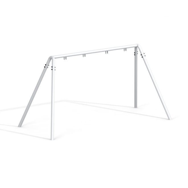 Struttura per parco giochi Swing Metal Frame doppia altalena in struttura metallica bianca.