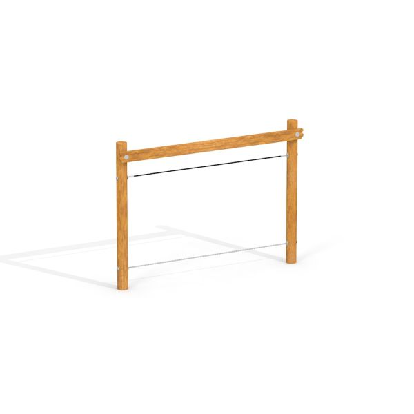 Struttura da gioco Bamboo con telaio in legno e barre orizzontali.