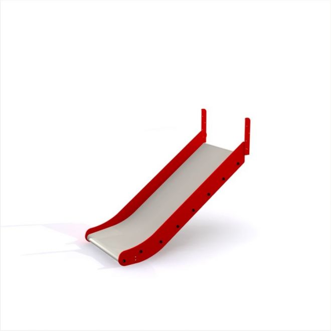 Slide rosso e bianco per parco giochi.