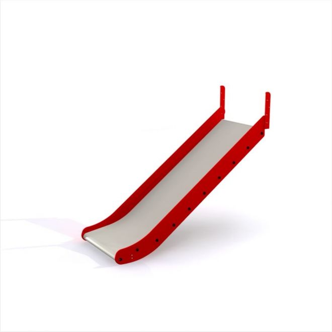 Slide per parco giochi rosso e argento.