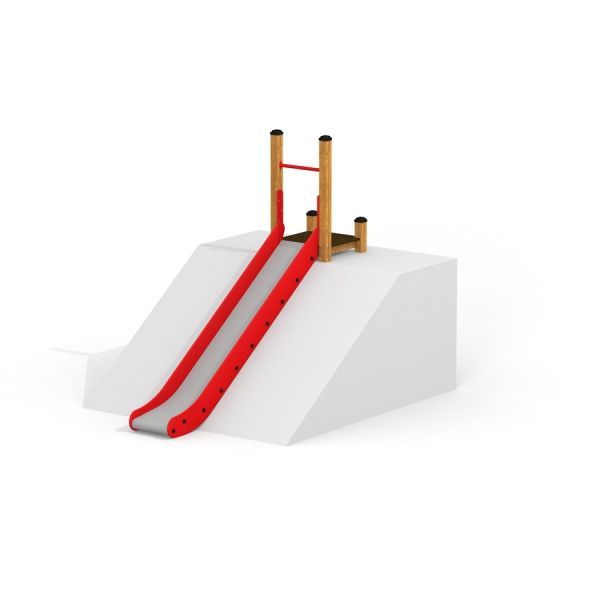 Scivolo rosso per bambini Hill Slide SL150 su piattaforma bianca.