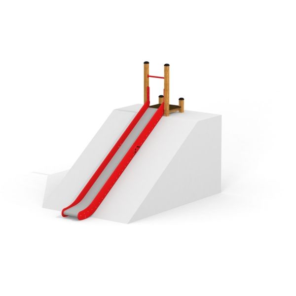 Scivolo da parco giochi all'aperto Hill Slide SL210 con scivolo rosso e struttura in legno.