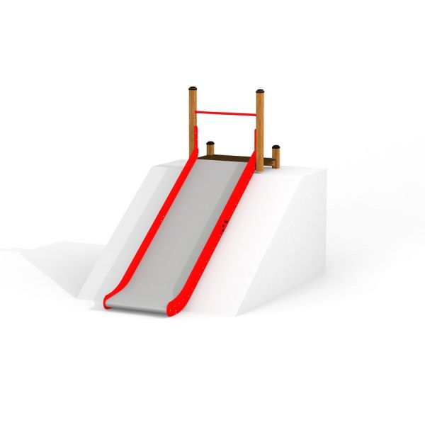 Scivolo da parco giochi all'aperto Hill Slide Wide SLW180 con struttura rossa e scivolo grigio.