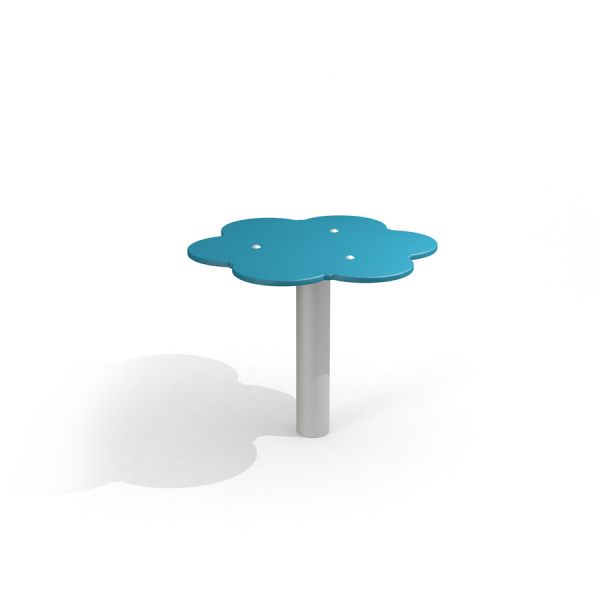 Tavolo da esterno per bambini Daisy con piano blu a forma di fiore.