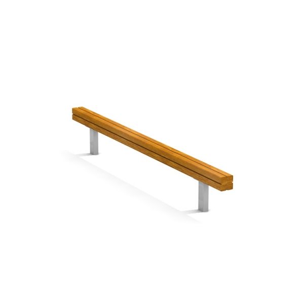 Trave di equilibrio in legno su supporti metallici.