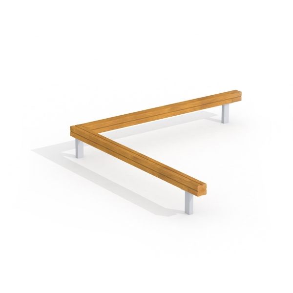Struttura con trave di equilibrio in legno per parchi giochi.