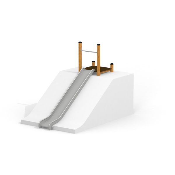 Scivolo per bambini Hill Slide STS 180 con struttura in legno e scivolo in metallo.