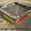 Dino sandbox base in una sabbiera quadrata