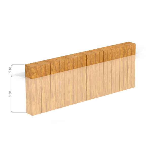 Sand edging pegs (running meter) di colore marrone con dimensioni indicate (0.10m x 0.30m)