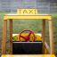 Attrezzatura da parco giochi all'aperto in legno Taxi con volante.