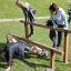 Bambini che giocano su Double Jump Bars in un parco