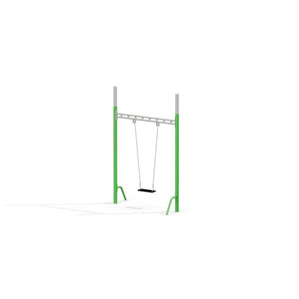 Single Swing con struttura verde e grigia.
