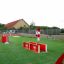 Parco giochi con ostacoli e attrezzature Flipper set 2st su un campo erboso.