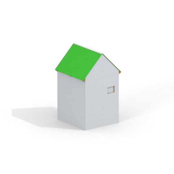 Casetta bianca con tetto verde - modello Shelter.