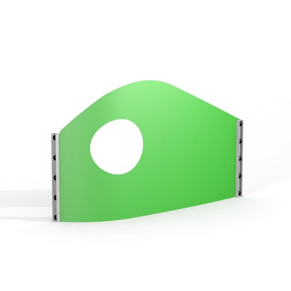 Pannello bersaglio verde Goal con foro circolare per attività ludiche o sportive.