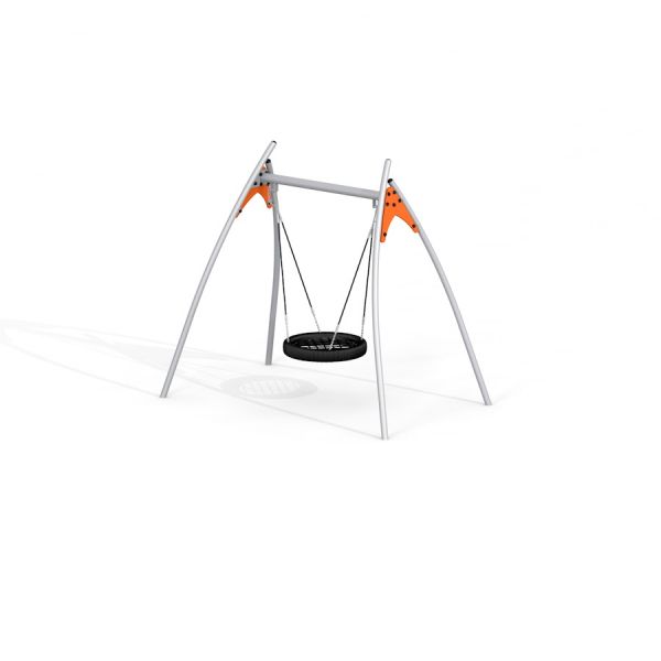 Un set di altalene in metallo con seduta circolare chiamato Single Swing (BNS).
