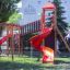 Twister castle with slide in un parco giochi