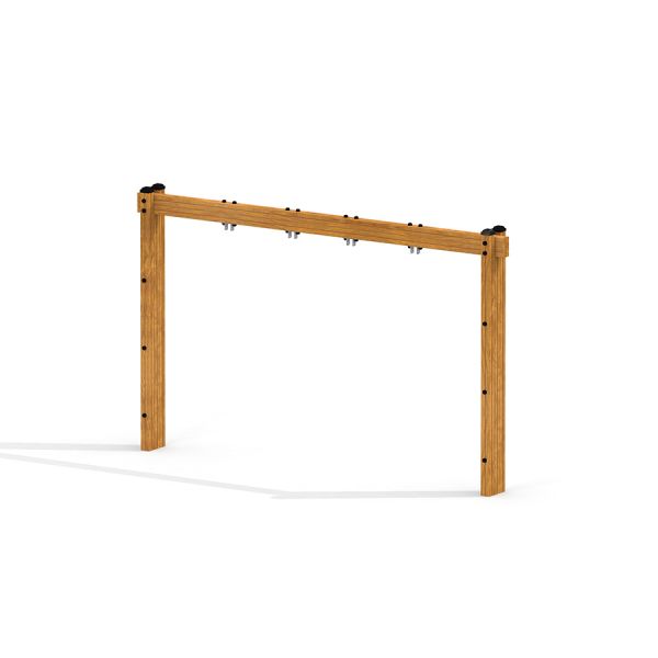 Swing Frame (double swing) realizzato in legno con staffe metalliche per fissare le altalene.