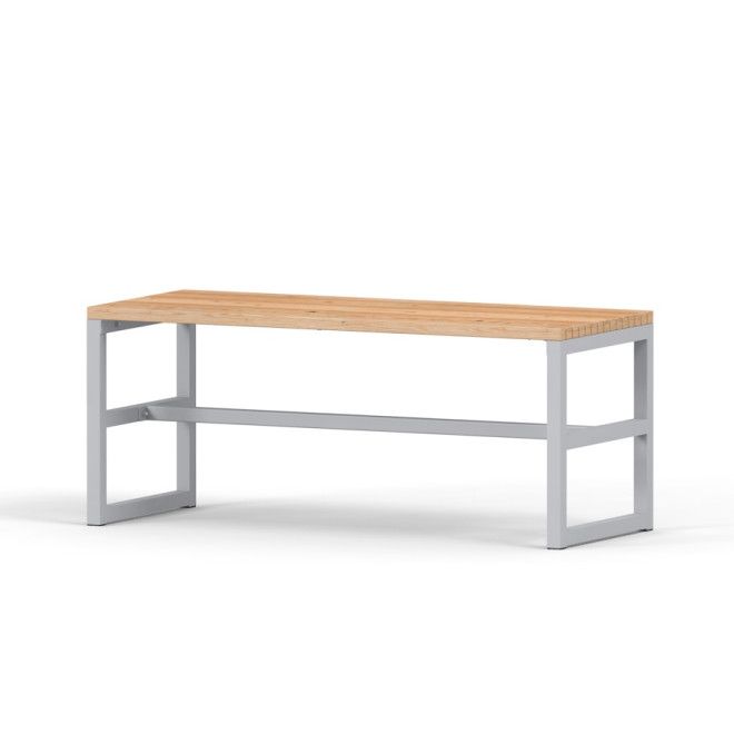 Kyoto Table con piano in legno e struttura in metallo per sedute da parco giochi