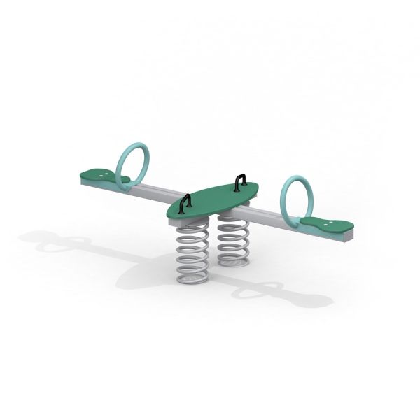 Verde Spock seesaw con maniglie circolari e base a molla.