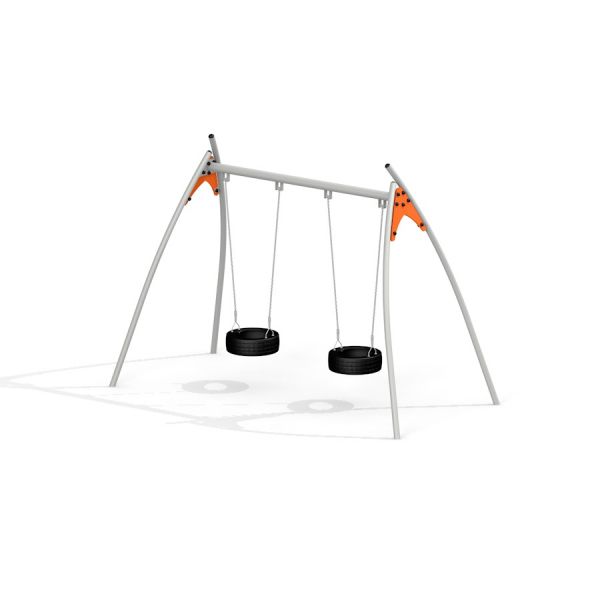 Double Swing con sedili in gomma e robusta struttura metallica.