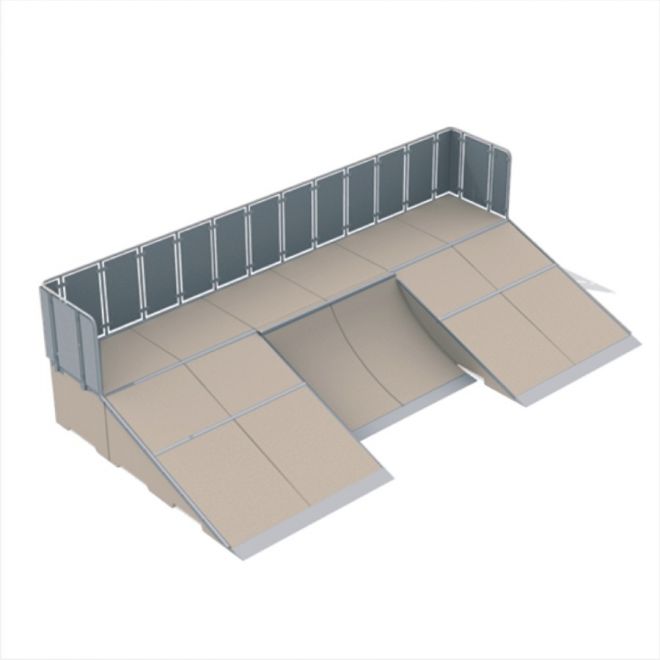 Rampa da skate modulare Quarter 5 con doppie rampe e una piattaforma centrale