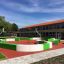 Moderno campo sportivo all'aperto Multiarena in un cortile scolastico.