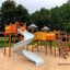 Struttura da parco giochi all'aperto: Space Station castle with slide per bambini.