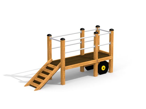 Struttura da gioco in legno con scale, piattaforma e ruote - Car Trailer.