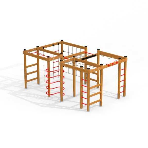 Activity Center wooden playhouse con scale da arrampicata e barre per le scimmie