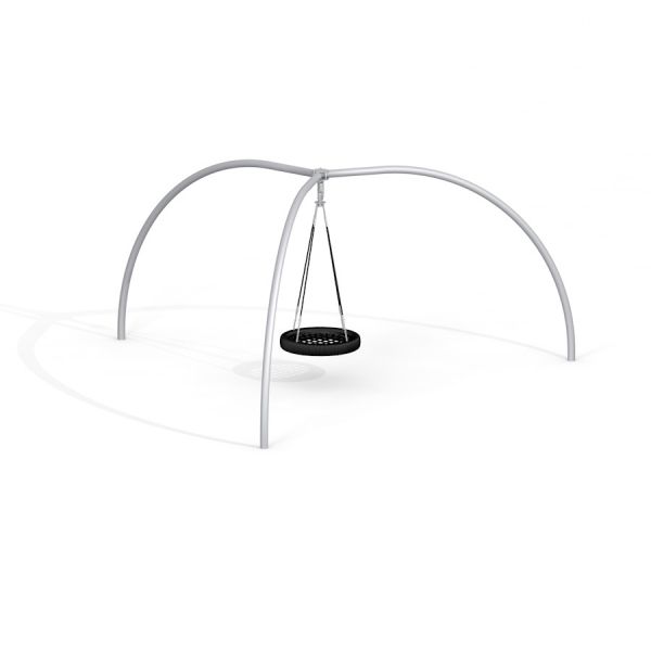 Altalena a tre pali BNS Single Swing con sedile a cestello circolare.