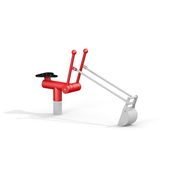 Giocattolo da parco giochi Excavator rosso e bianco.