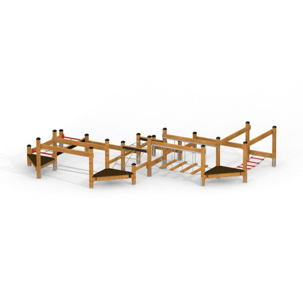 Struttura da gioco in legno Course con elementi per arrampicata.