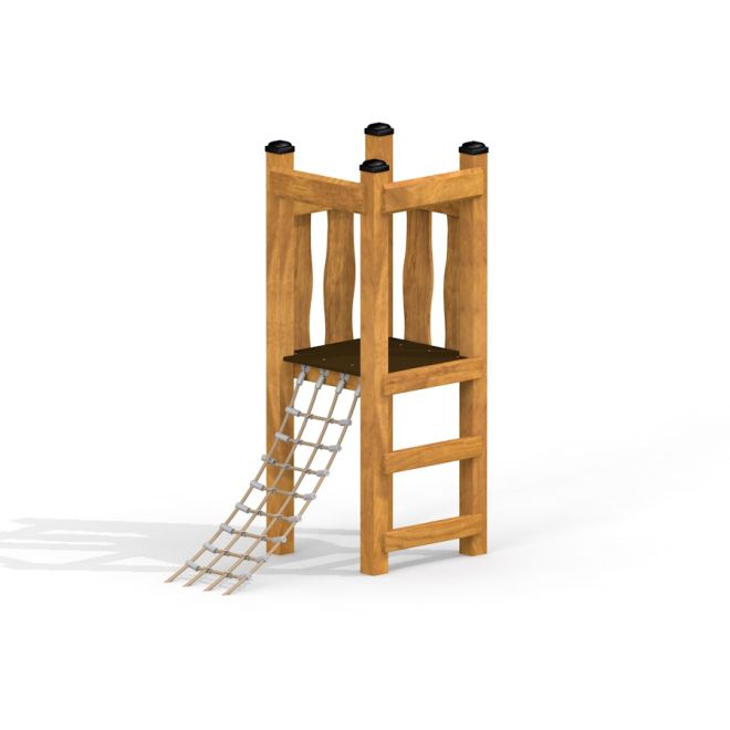 Torre da arrampicata per bambini Nemo Modern Nature con scala di corda.