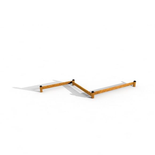 Struttura a trave in legno Balance con connettori neri.