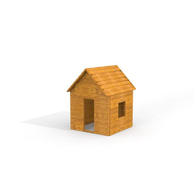 Casetta da gioco in legno Nature Playhouse per bambini con tetto spiovente e piccola finestra.